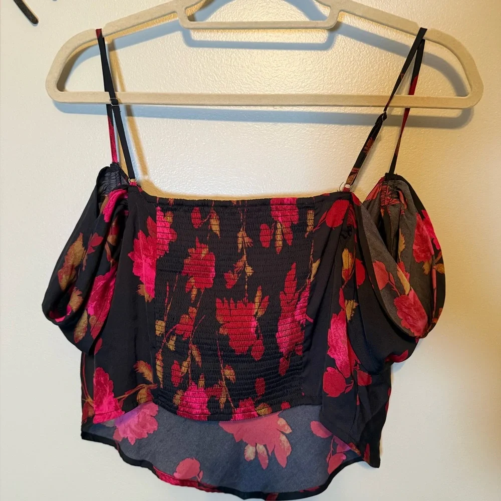 NWT Free People Cassandra Off The Shoulder Floral Top sz M